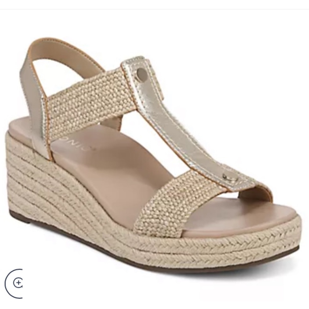 Vionic Calera Gold Wedge Sandals - 6.5W